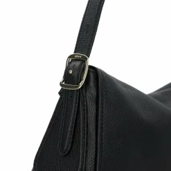 abro Schultertaschen<Carina Schultertasche Leder 26 cm black-gold