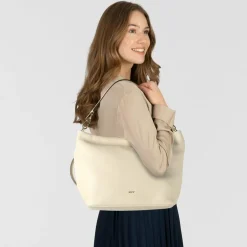 abro Schultertaschen|Henkeltaschen<Ebony Schultertasche Leder 38 cm beige