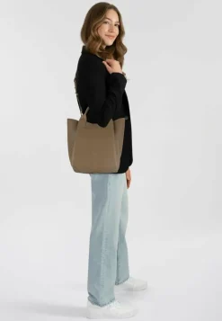 abro Shopper|Henkeltaschen<Essential Shopper Tasche Leder 30 cm military