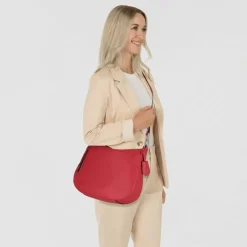 New abro Juna Umhängetasche Leder 34 cm red