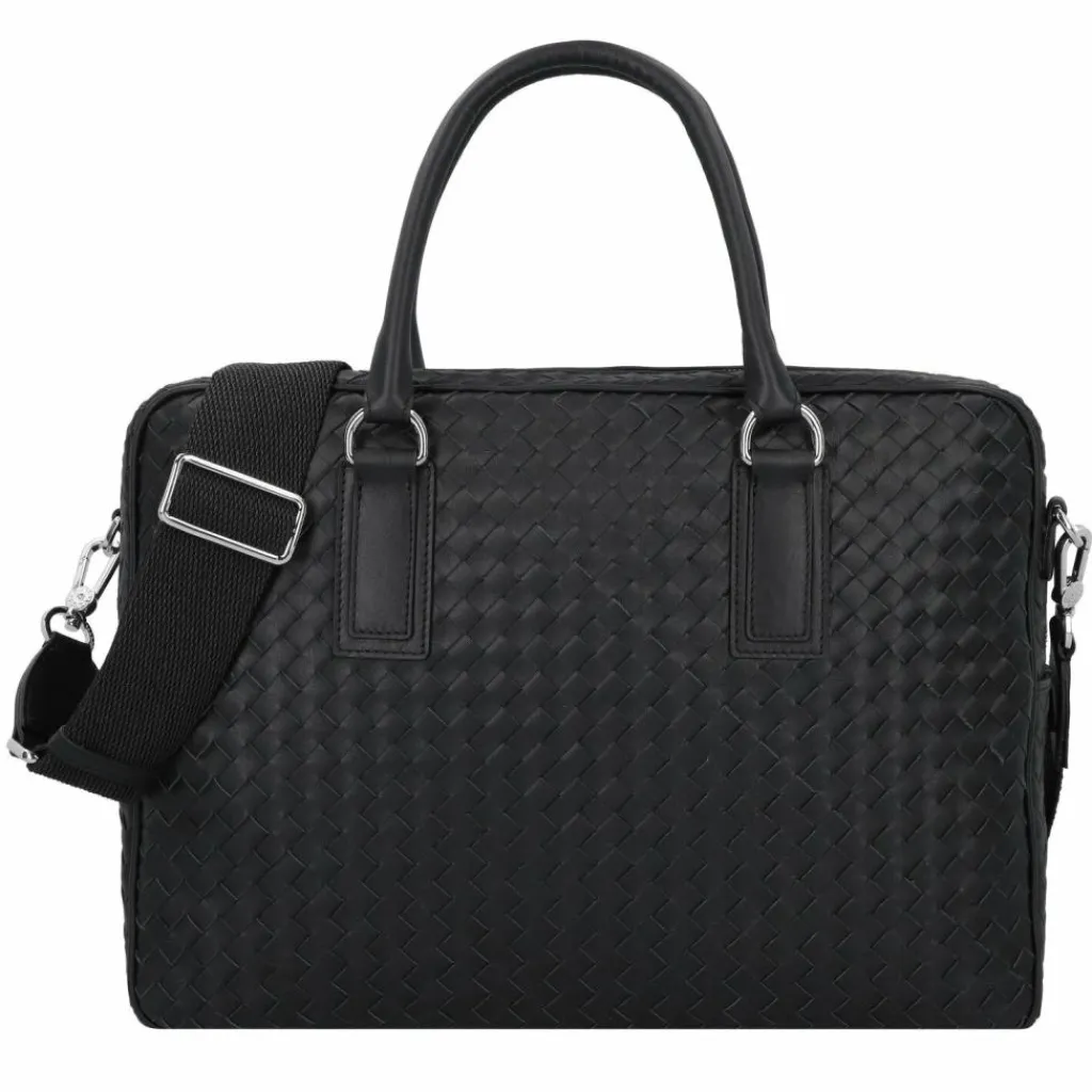 abro Lotus Handtasche Leder 39 cm black-nickel