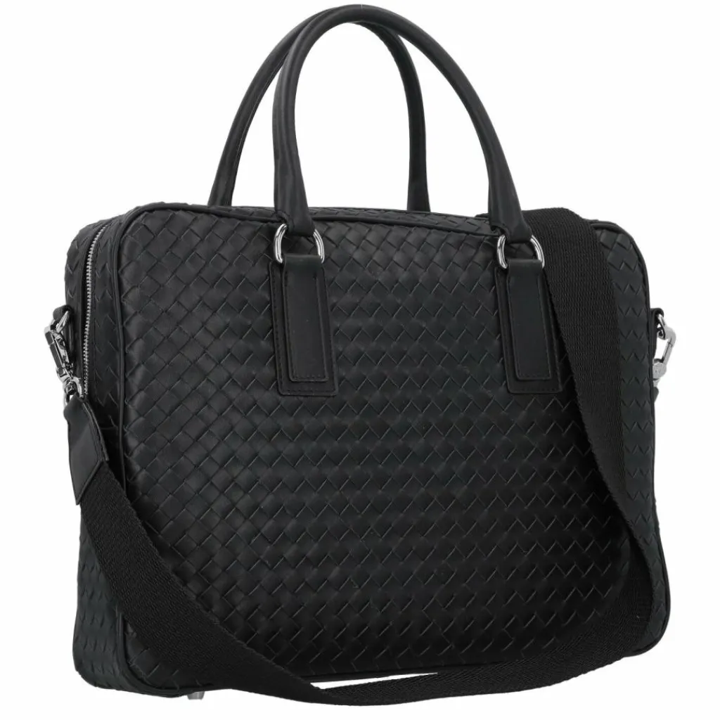 abro Lotus Handtasche Leder 39 cm black-nickel