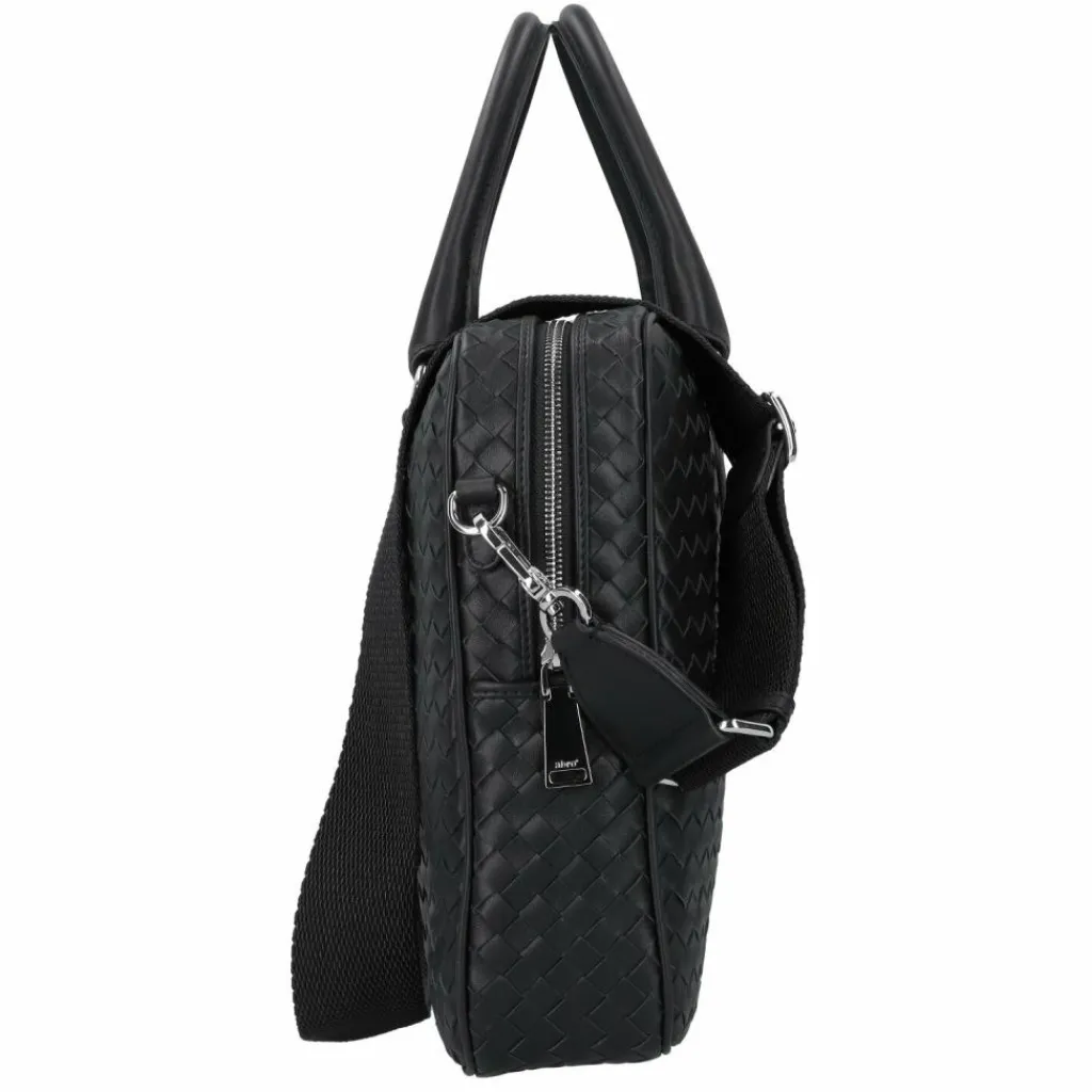 abro Lotus Handtasche Leder 39 cm black-nickel
