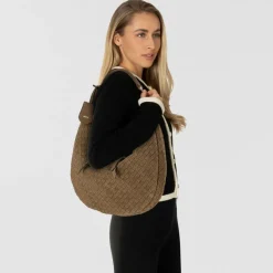 abro Schultertaschen|Henkeltaschen<Nana Schultertasche Leder 37 cm military