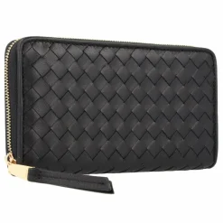 abro Damengeldbörsen Querformat<Piuma Geldbörse Leder 19 cm black-gold