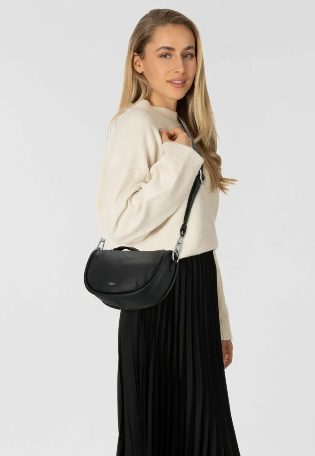 New abro Willow Schultertasche Leder 21 cm black-nickel