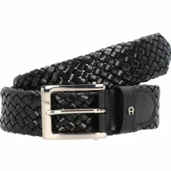 AIGNER Herrengürtel<Business Flechtgürtel Leder black