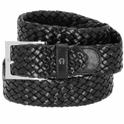 AIGNER Herrengürtel<Business Flechtgürtel Leder black
