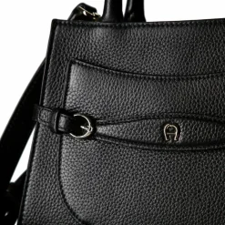 AIGNER Henkeltaschen<Cavallo Handtasche Leder 24 cm black