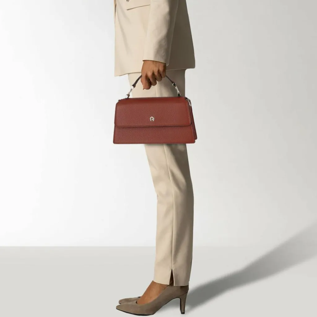 Online AIGNER Delia Handtasche Leder 23 cm dark cognac