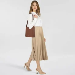 AIGNER Schultertaschen<Pura Schultertasche Leder 26 cm cognac brown