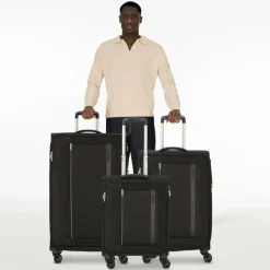 American Tourister Koffersets Als Weichgepäck|Koffersets 3-Teilig<Blazing Ride 4 Rollen Kofferset 3-teilig mit Dehnfalte black-grey