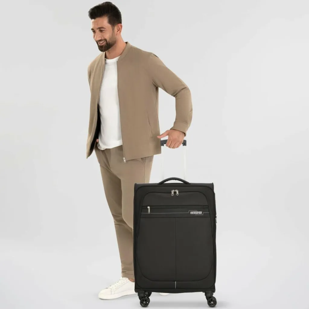 American Tourister Deep Dive 4 Rollen Trolley 67 cm mit Dehnfalte black-grey