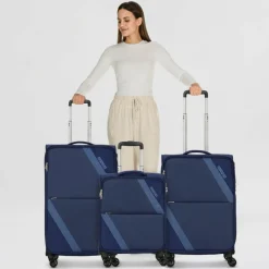 American Tourister Koffersets Als Weichgepäck|Koffersets 3-Teilig<Star Max 4 Rollen Kofferset 3-teilig mit Dehnfalte navy-blue