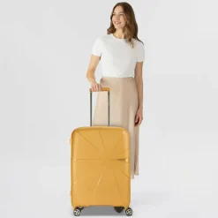 Outlet American Tourister Starvibe 4 Rollen Trolley 67 cm mit Dehnfalte metallic banana