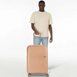 American Tourister Hartgepäck|4-Rollen Koffer<Starvibe 4 Rollen Trolley 67 cm mit Dehnfalte metallic peach