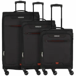 Sale American Tourister Street Roll 4 Rollen Kofferset 3-teilig mit Dehnfalte black