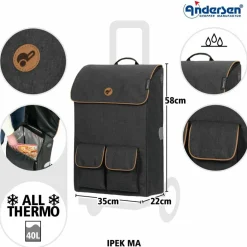Andersen Shopper Einkaufstrolleys<Komfort Shopper Ipek Ma Einkaufstrolley 58 cm schwarz