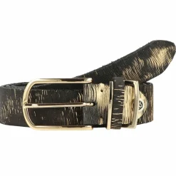 b.belt Damengürtel<Gürtel Leder schwarz/gold-metallic