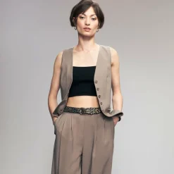 b.belt Damengürtel<Gürtel Leder black-gold