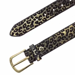 b.belt Damengürtel<Gürtel Leder black-gold