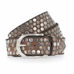 Hot b.belt Nietengürtel Leder hellbraun