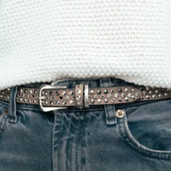 Hot b.belt Nietengürtel Leder taupe