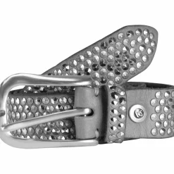 Hot b.belt Nietengürtel Leder 95 cm hellgrau