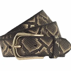 Hot b.belt Sabia Gürtel Leder schwarz-goldmetallic