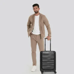 Bergpfeil Hartgepäck Kabinengepäck|4-Rollen Kabinentrolleys<Travel 4 Rollen Kabinentrolley 55 cm Laptopfach mit Dehnfalte black night metallic