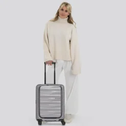 Bergpfeil Hartgepäck Kabinengepäck|4-Rollen Kabinentrolleys<Travel 4 Rollen Kabinentrolley 55 cm Laptopfach mit Dehnfalte arctic silver metallic