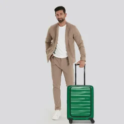 Bergpfeil Hartgepäck Kabinengepäck|4-Rollen Kabinentrolleys<Travel 4 Rollen Kabinentrolley 55 cm Laptopfach mit Dehnfalte emerald green metallic