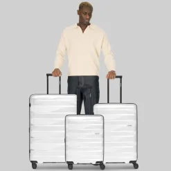 New Bergpfeil Travel 4-Rollen Kofferset 3-tlg. mit Dehnfalte ice white metallic