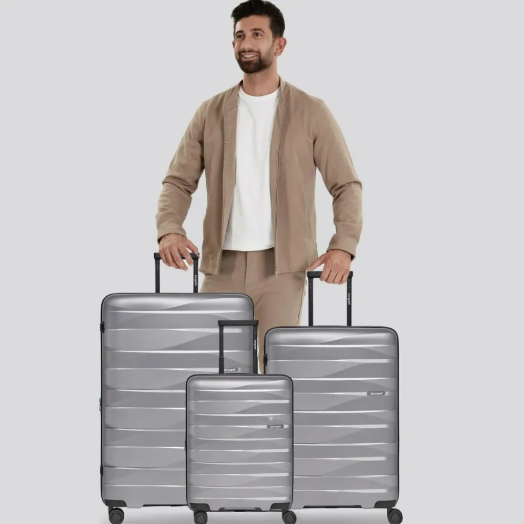 Hot Bergpfeil Travel 4-Rollen Kofferset 3-tlg. mit Dehnfalte arctic silver metallic