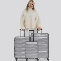 Hot Bergpfeil Travel 4-Rollen Kofferset 3-tlg. mit Dehnfalte arctic silver metallic