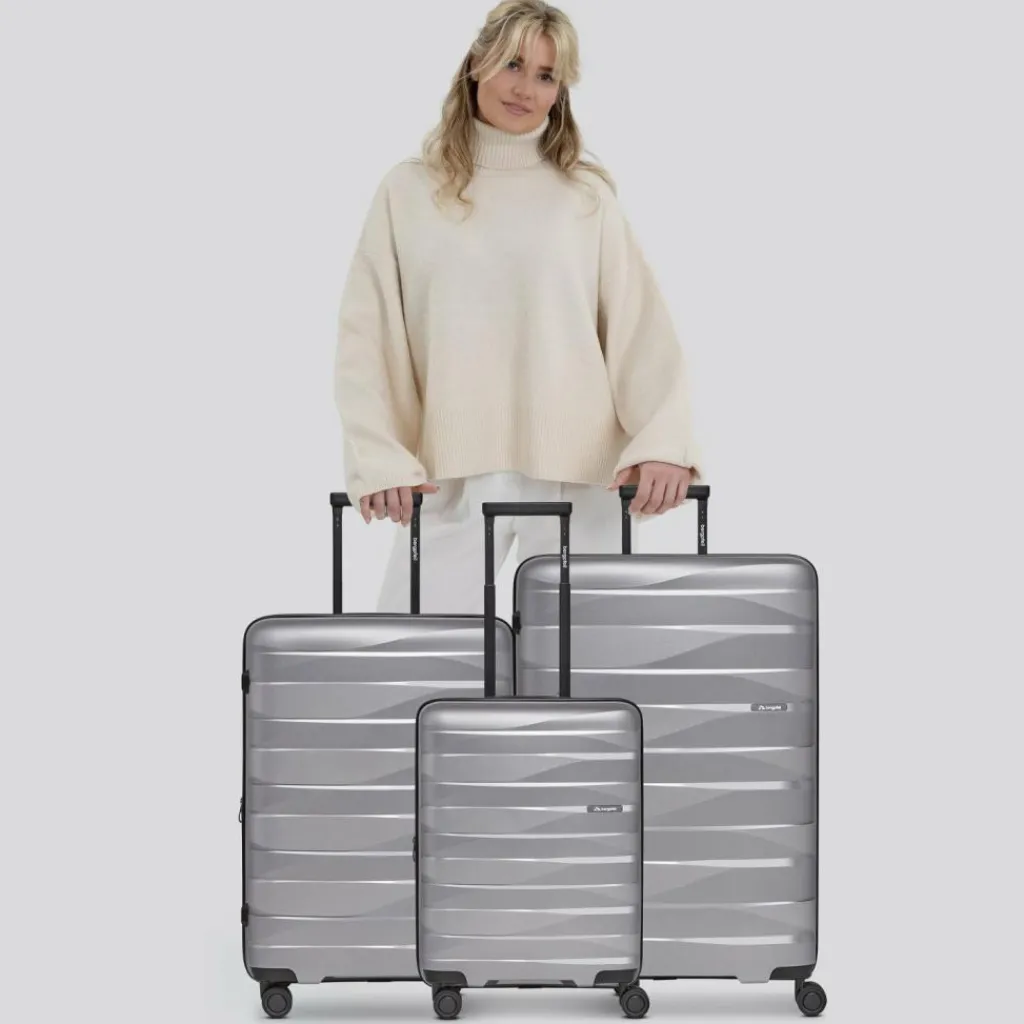 Hot Bergpfeil Travel 4-Rollen Kofferset 3-tlg. mit Dehnfalte arctic silver metallic