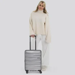 Bergpfeil Hartgepäck Kabinengepäck|4-Rollen Kabinentrolleys<Travel 4-Rollen Kabinentrolley S 55 cm mit Dehnfalte arctic silver metallic