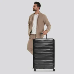 Bergpfeil Hartgepäck|4-Rollen Koffer<Travel 4-Rollen Trolley L 75 cm mit Dehnfalte black night metallic
