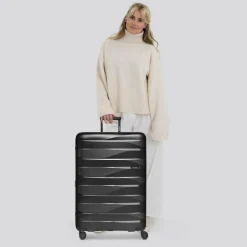 Bergpfeil Hartgepäck|4-Rollen Koffer<Travel 4-Rollen Trolley L 75 cm mit Dehnfalte black night metallic