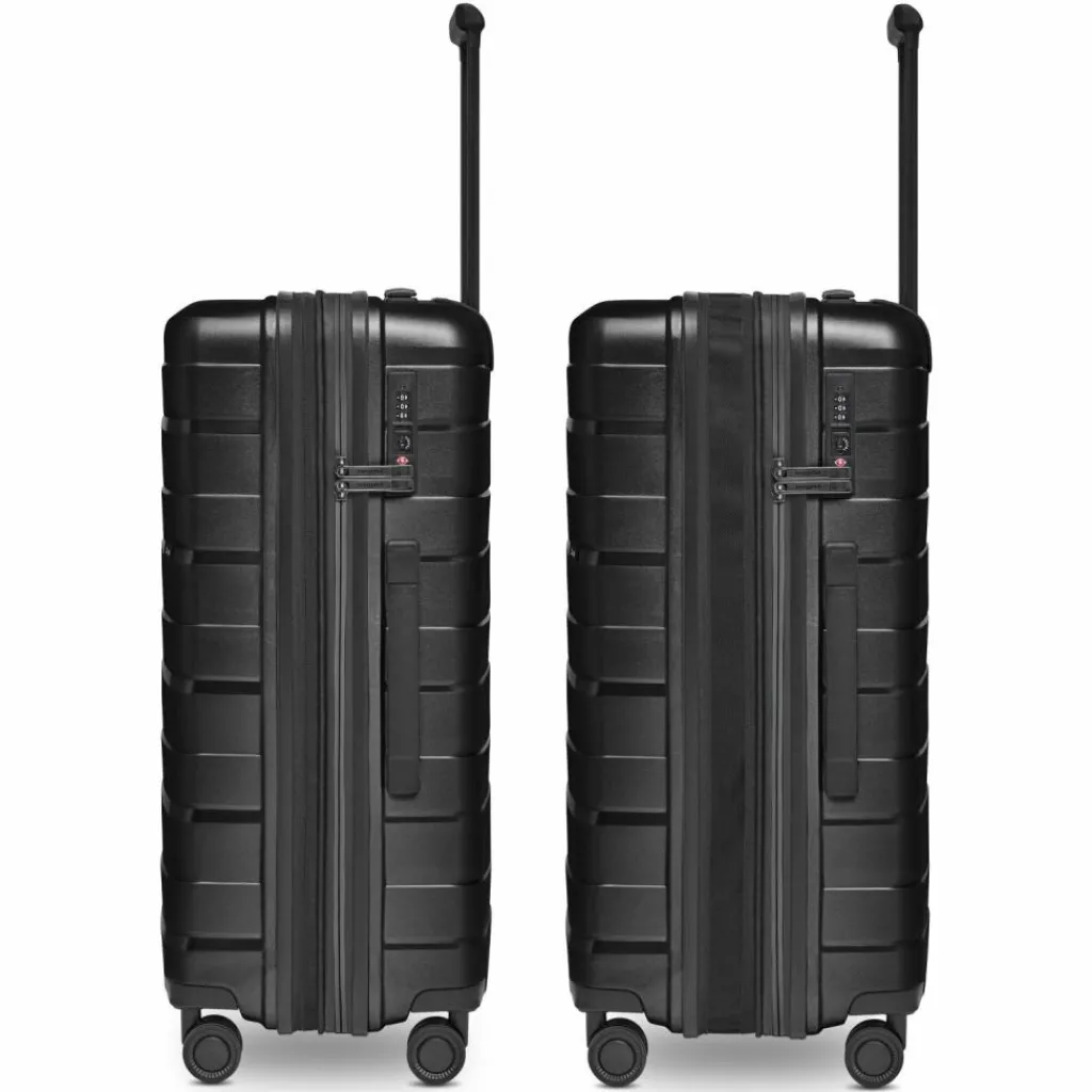 New Bergpfeil Travel 4-Rollen Trolley M 66 cm mit Dehnfalte black night metallic