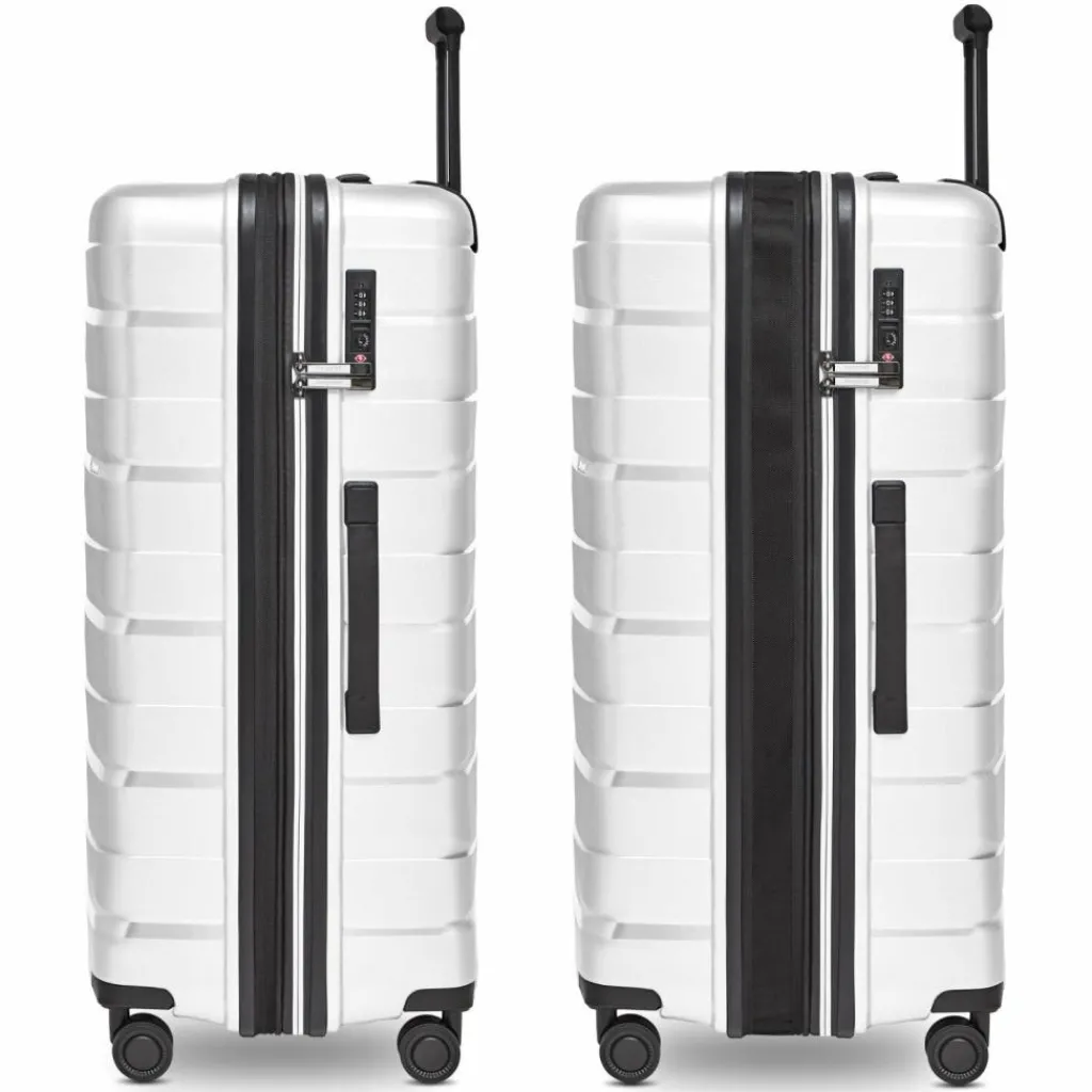 Best Bergpfeil Travel 4-Rollen Trolley L 75 cm mit Dehnfalte ice white metallic