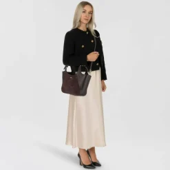 Boss Schultertaschen<Lenah Schultertasche Leder 22 cm dark purple