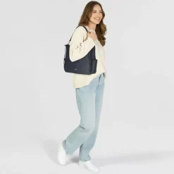 Hot Braun Büffel Hanna Schultertasche Leder 35 cm navy