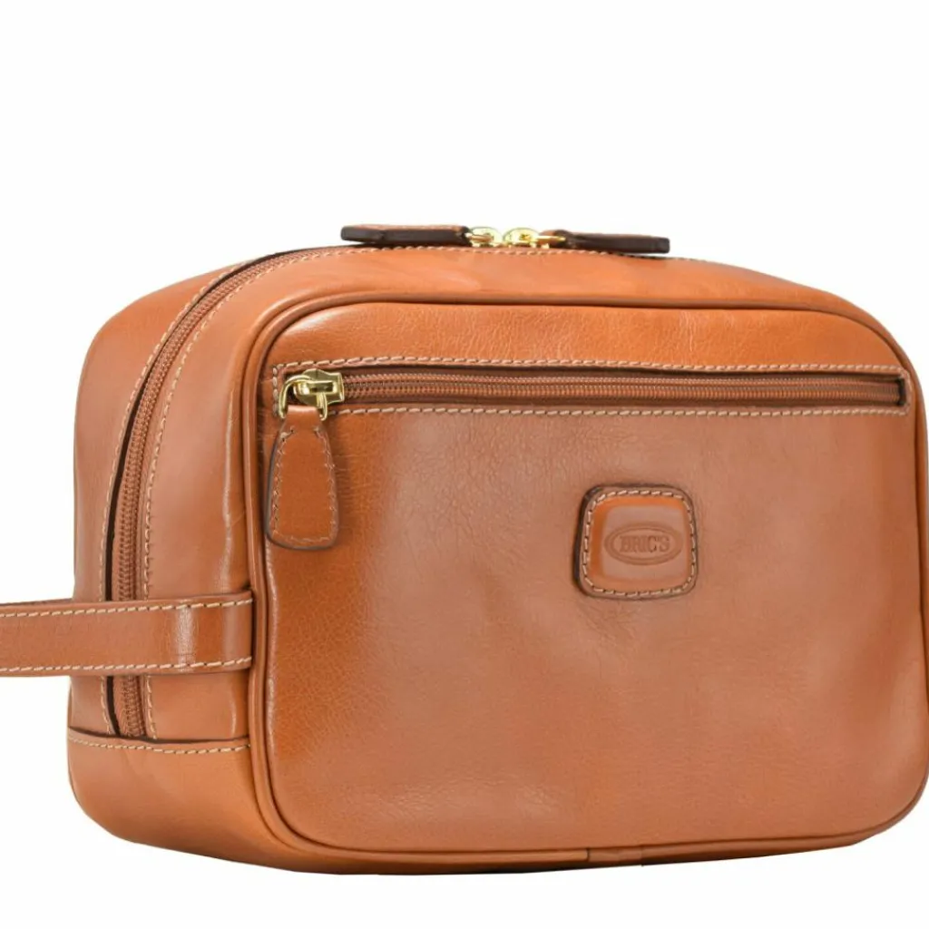 New Bric's Life Pelle Kulturbeutel Leder 25 cm cognac