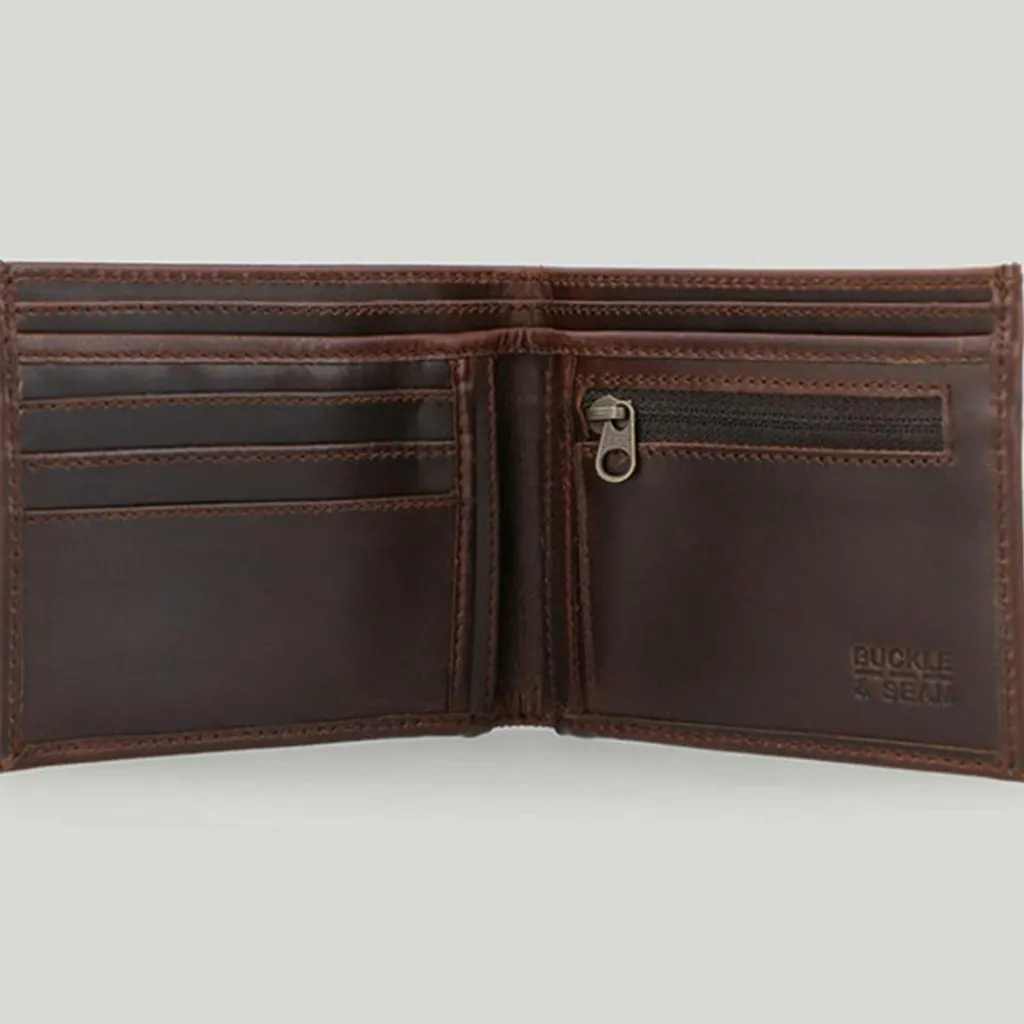 Buckle & Seam Herrengeldbörsen Querformat<Bill Geldbörse Leder 11,5 cm brown2