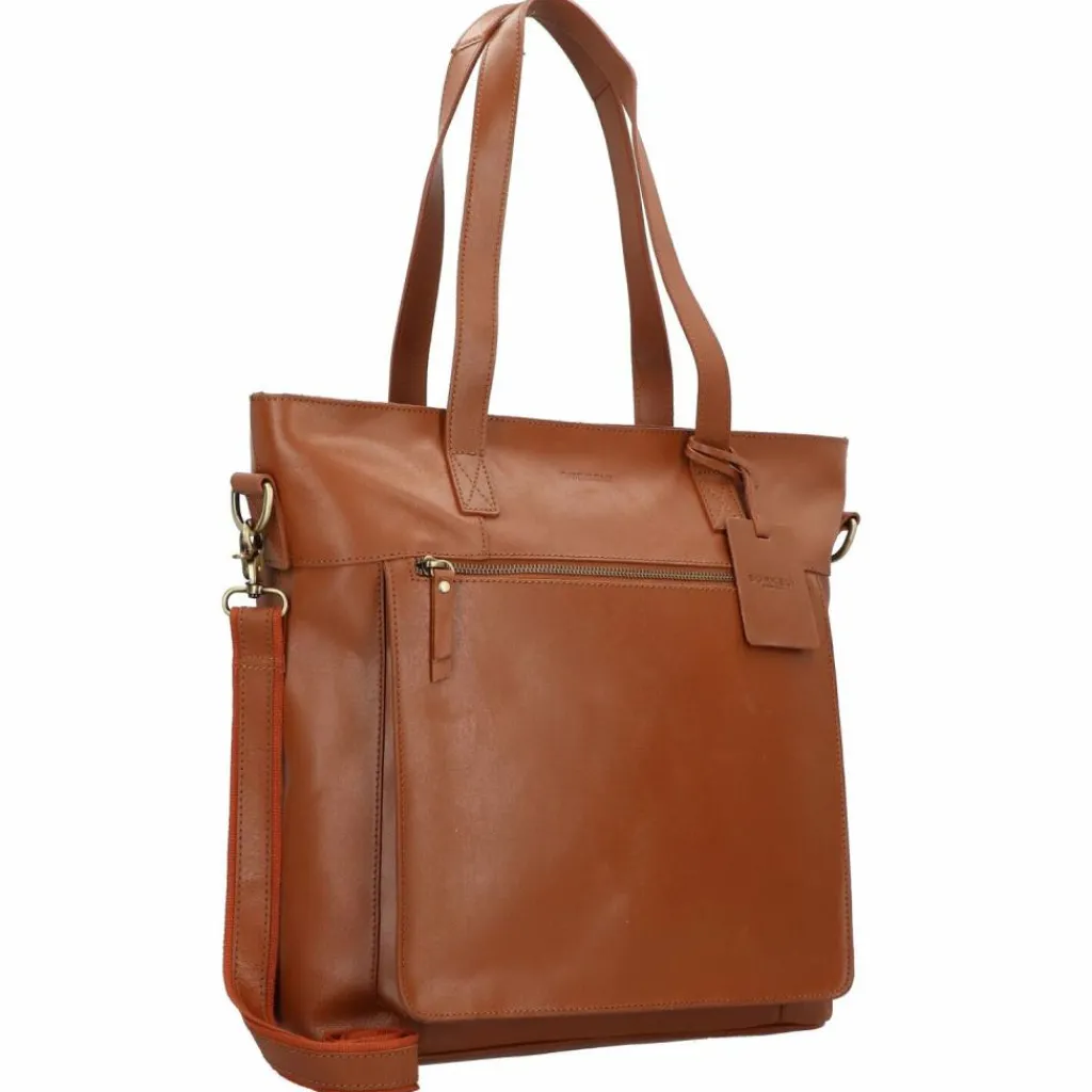 Burkely Schultertaschen<Vintage Jade Schultertasche Leder 36 cm Laptopfach cognac