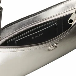 New Calvin Klein CK Metallic Schultertasche 27 cm silver metallic
