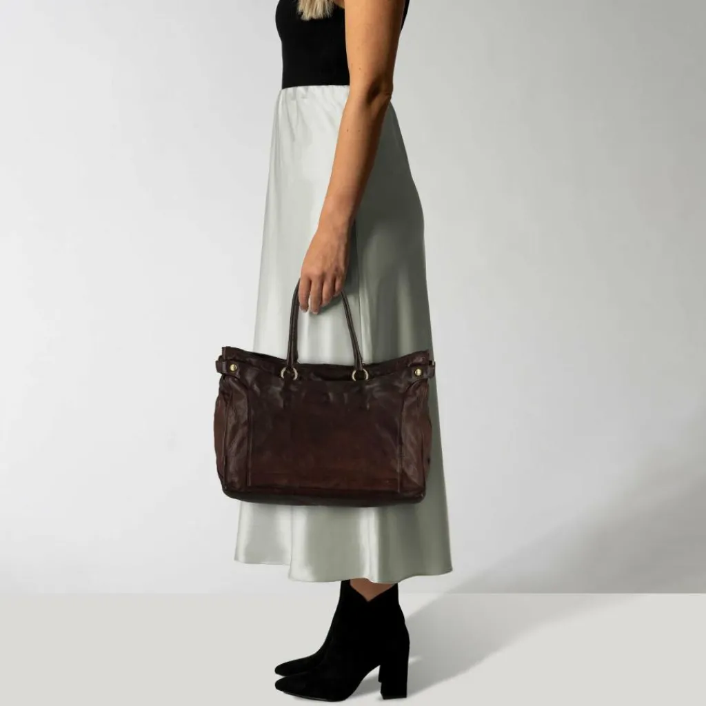 Campomaggi Mogano Handtasche Leder 33 cm