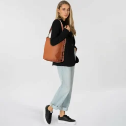 Discount Campomaggi Nunzia Schultertasche Leder 27 cm cognac