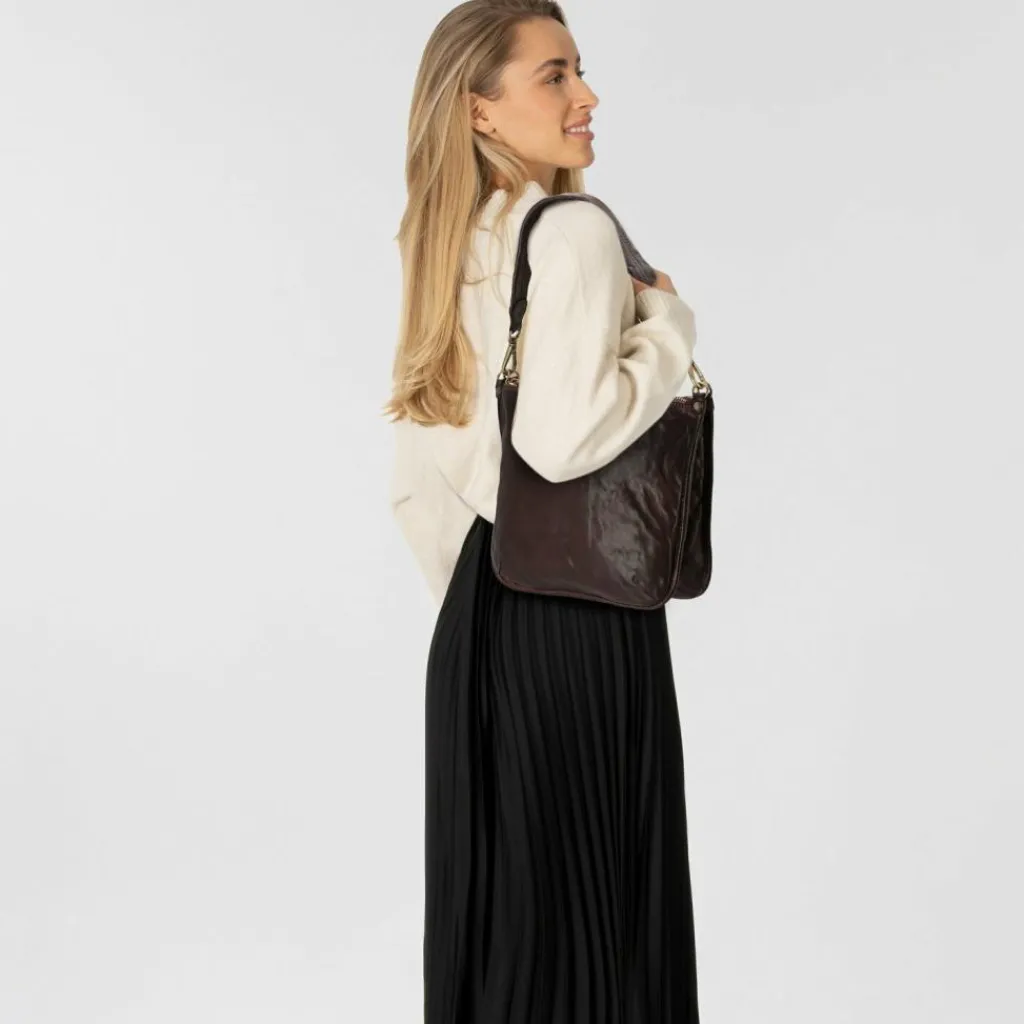 New Campomaggi Schultertasche Leder 29 cm moro